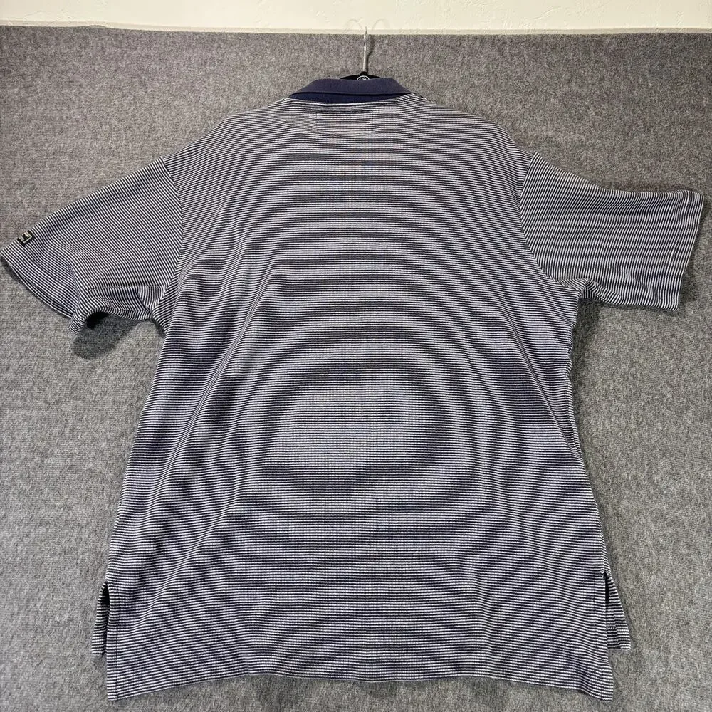 Polo Sport Ralph Lauren Polo Shirt Mens Large‎ Navy Blue White Striped Sportsman
